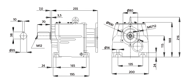 Чертеж мотор-редуктора MTC 42A, рис.1