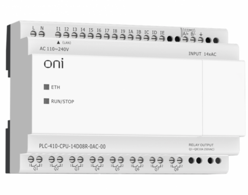 ПЛК 410 Модуль ЦПУ 14 DI 8 RO 220В AC с Ethernet портом без экрана ONI Промышленное оборудование от производителя с доставкой по России